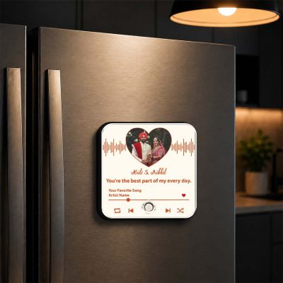 Wedding Gift for Couples Personalized Musical Fridge Magnet with Photo & Song Gift for Bride and Groom Memory Gift for Husband Wife